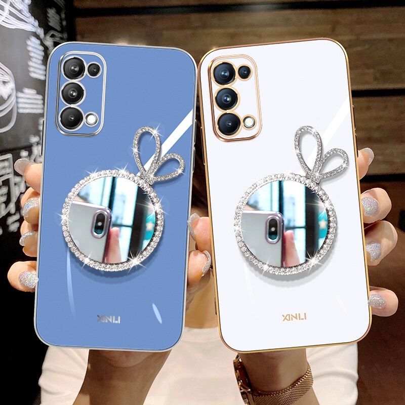 Ốp Điện Thoại Mềm Tráng Gương Đính Đá Lấp Lánh Sang Trọng Cho OPPO Reno 5 Reno5 Pro