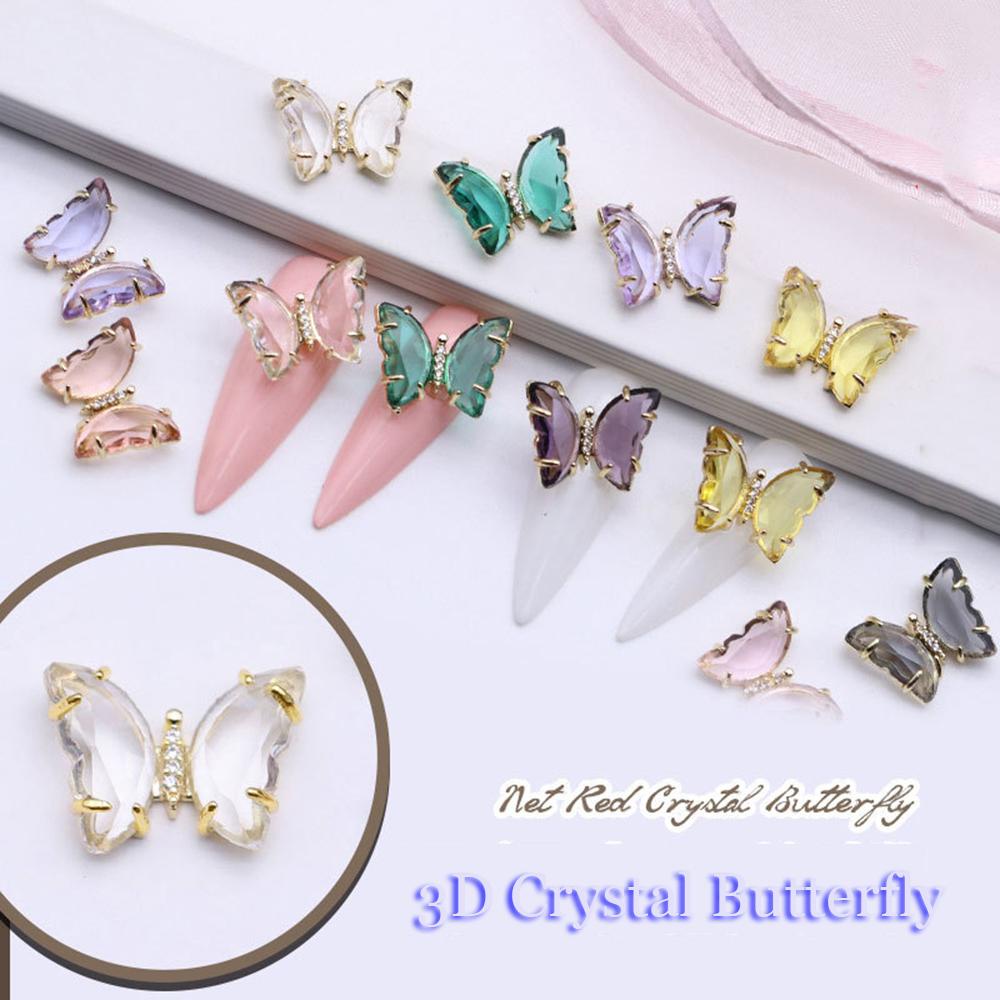 TWINKLE Set 5 Phụ Kiện Bươm Bướm 3D Lấp Lánh Đính Móng Nghệ Thuật