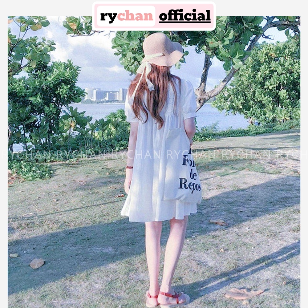 Đầm Xòe Babydoll Cổ Vuông Màu Trắng Dễ Thương, Đầm Form Xòe Rộng Cute [Hàng 2 lớp ảnh thật cuối] - DX9958