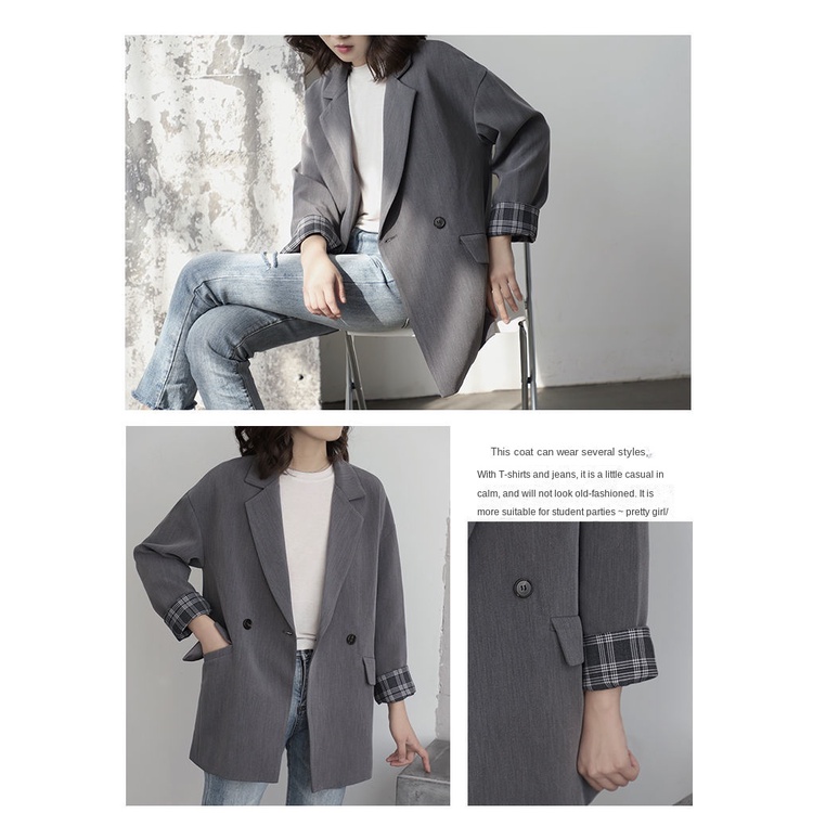 Áo Khoác Blazer Cỡ Lớn S-3xl Phong Cách Hàn Quốc Thời Trang Xuân Thu Cho Nữ
