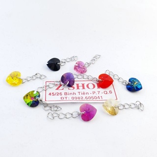 1 sợi Tăng đơ inox trái tim pha lê Áo cao cấp - nhiều màu