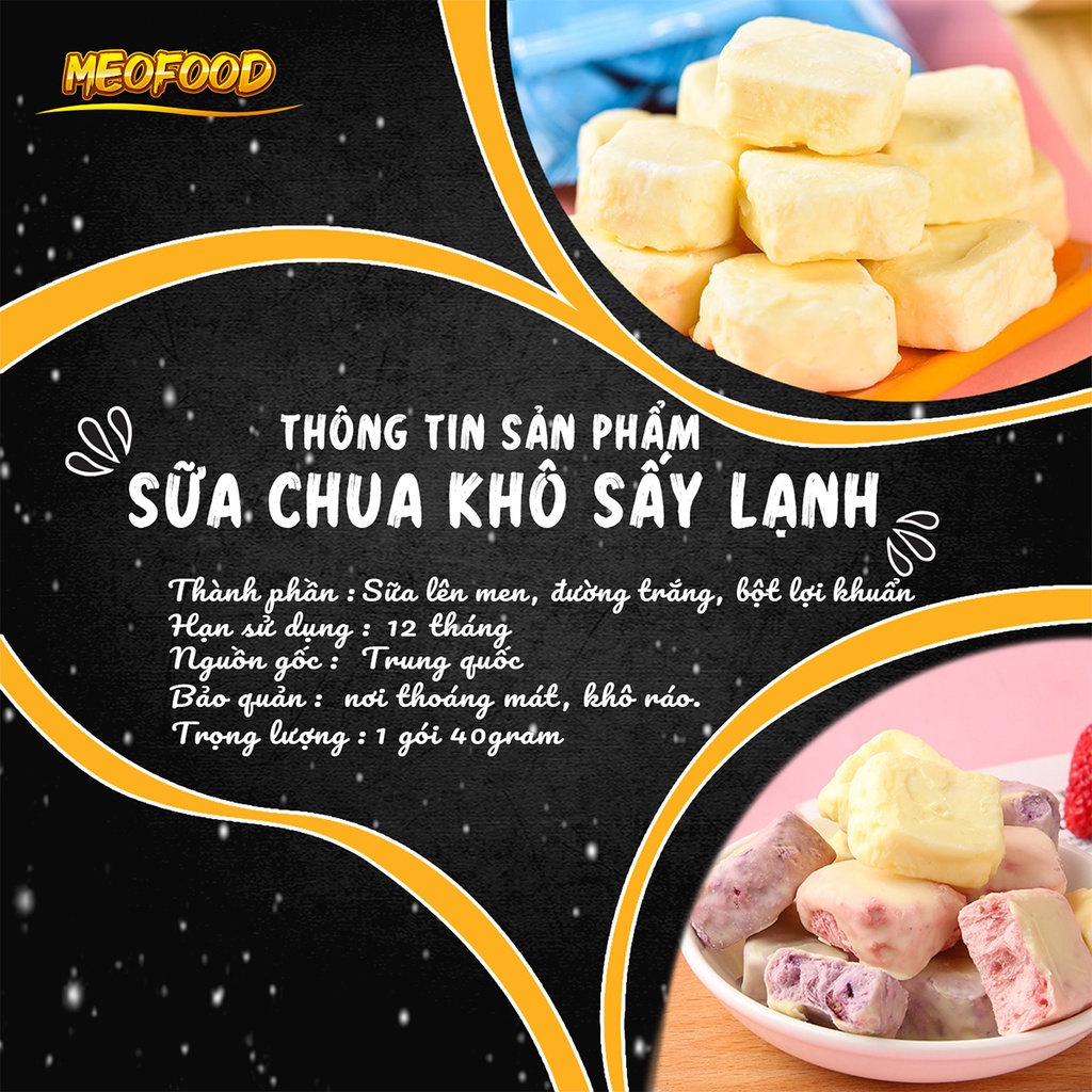 Sữa chua khô hoa quả sấy lạnh nhiều vị gói 45gram