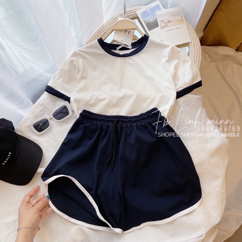 [ẢNH THẬT+VIDEO] Set thể thao nữ cotton pha viền mix quần vạt | BigBuy360 - bigbuy360.vn