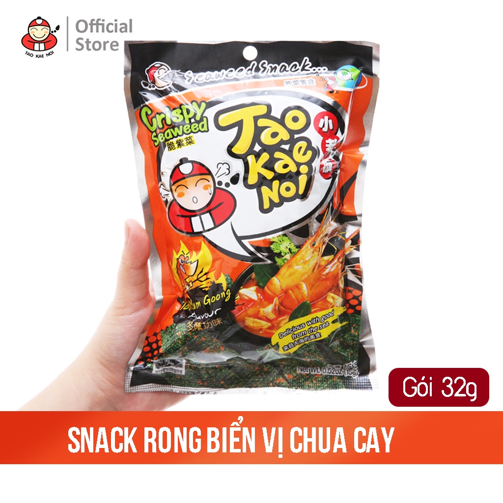 [THÙNG] Snack rong biển CRISPY SEAWEED TaoKaeNoi 32g chua cay (48 gói/thùng)