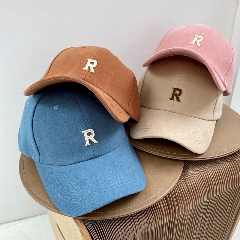 Mũ LINJW thêu chữ R phong cách Hàn Quốc 2021 trẻ trung