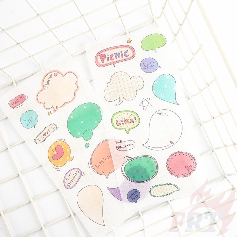 &gt; Ready Stock &lt; ❉ Dialog Giấy và decal dán tường ❉6Sheet/Set DIY Diary Scrapbooking Decals Stickers