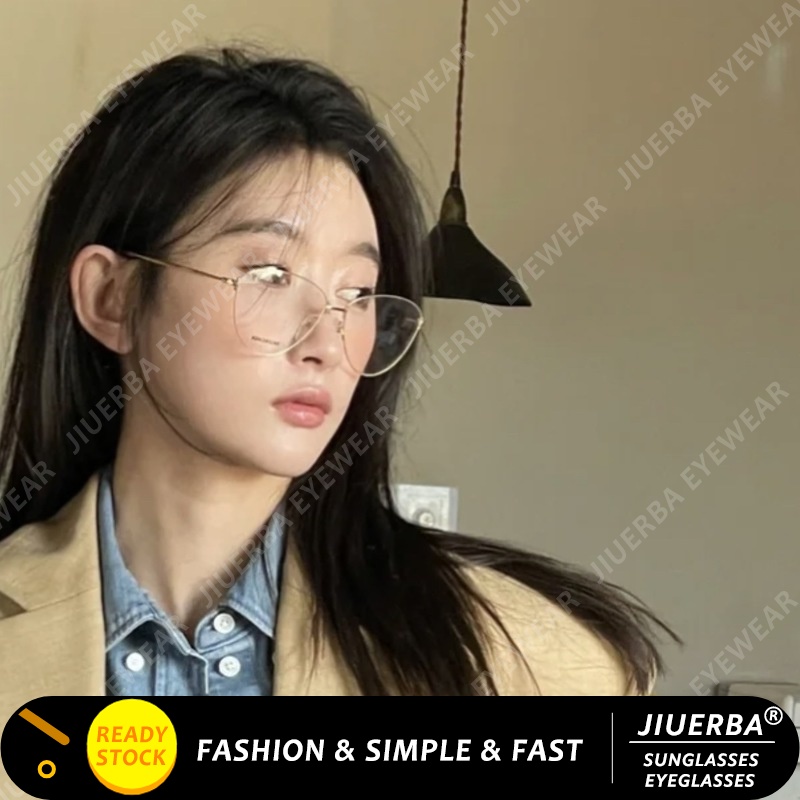 (JIUERBA) Kính Râm Thời Trang Kiểu Mắt Mèo Chống Ánh Sáng Xanh Lam Phong Cách Retro Đơn Giản Nhẹ Nhàng