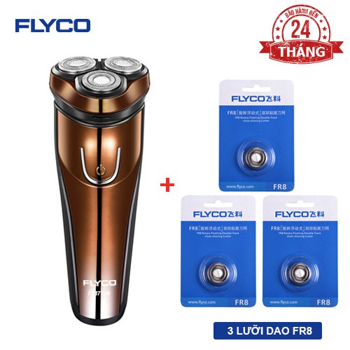 Combo Máy Cạo Râu Flyco 3 Lưỡi Kép Kháng Nước FS371VN & 3 Lưỡi Dao FR8 Hàng Chính Hãng