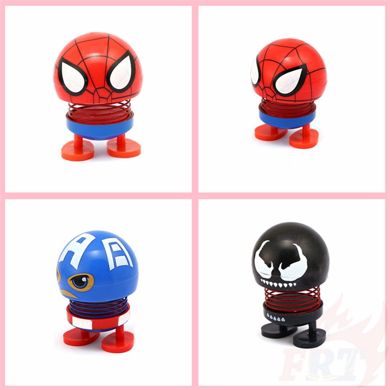 &gt; Ready Stock &lt; ❉ Marvel Avengers Spring Shook His Head Doll Decoration ❉ 1Pc Superhero Action Figures Car Ornaments