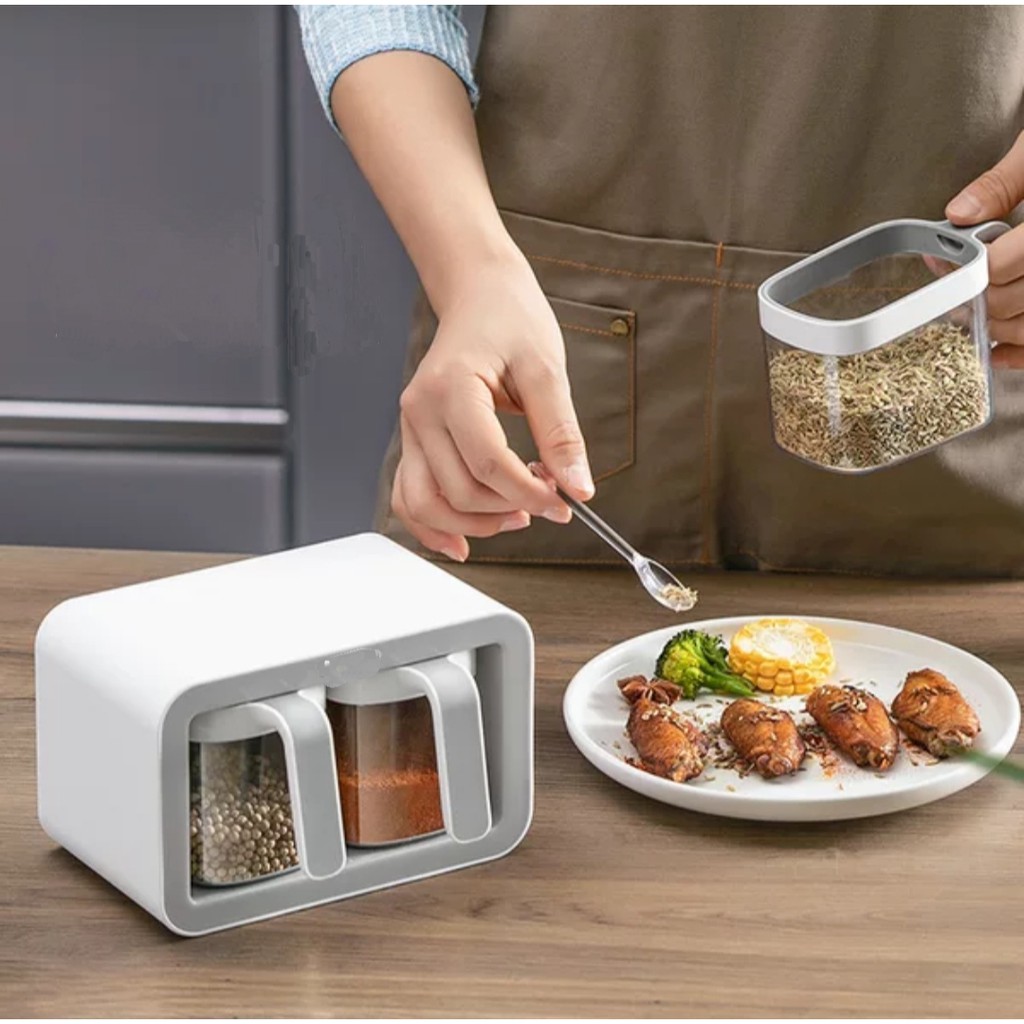 Kệ đựng gia vị kèm thìa Ecoco 2 ngăn và 3 ngăn cao cấp không khoan tường mẫu mới 2022 | BigBuy360 - bigbuy360.vn