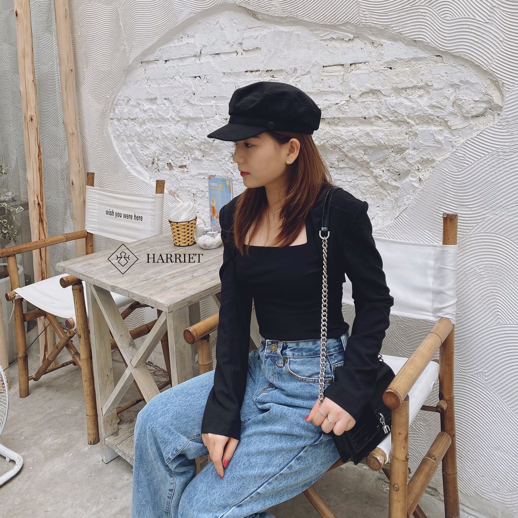 Áo cổ vuông leo đệm vai Rita Harriet