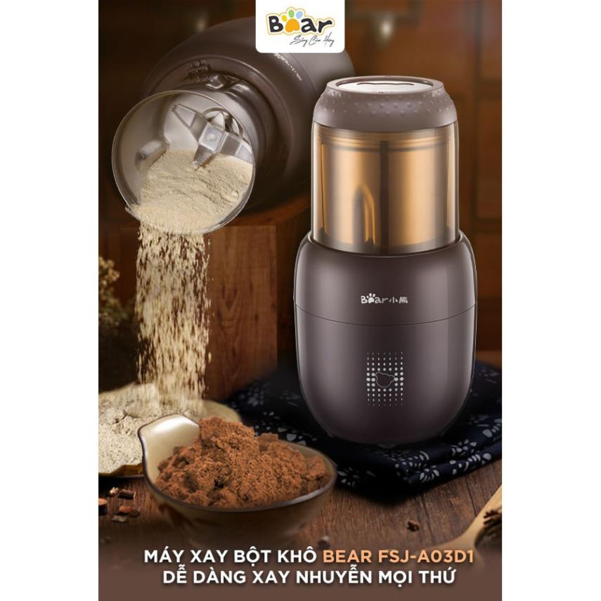 [HOT - XẢ KHO] Máy Xay Bột Khô Bear FSJ-A03D1S - Nghiền ngũ cốc, thuốc bắc siêu mịn - Bảo hành 18 tháng