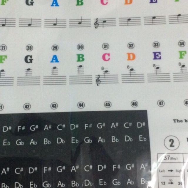 Sticker Dán nốt bàn phím cho Đàn Piano và Organ - Decal đánh dấu vị trí note nhạc dùng cho Đàn 88, 61, 54, 49 Phím