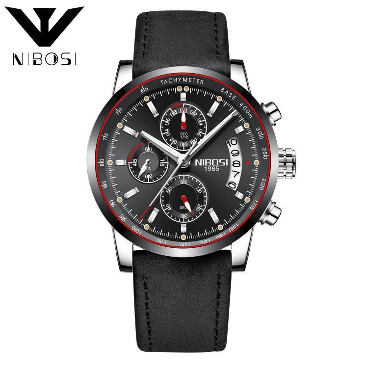 ( CHÍNH HÃNG ) Đồng hồ nam Nibosi 2327 dây da sang trọng lich lãm Thiết Kế Hiện Đại