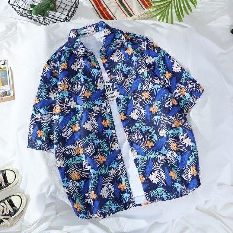 Hawaiian beach shirt short sleeve plus size shirt flower shirt shirt shirt jacket