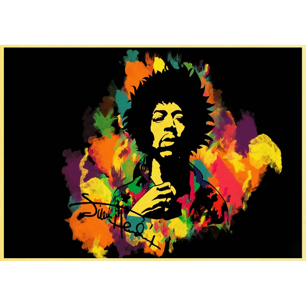 Poster Hình Ca Sĩ Nhạc Rock Star Jimi Hendrix Phong Cách Retro