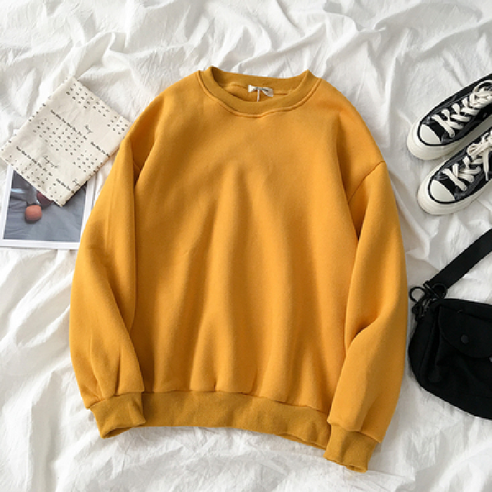 Áo sweater tay dài dáng rộng phong cách thời trang Hàn Harajuku 63 màu tuỳ chọn