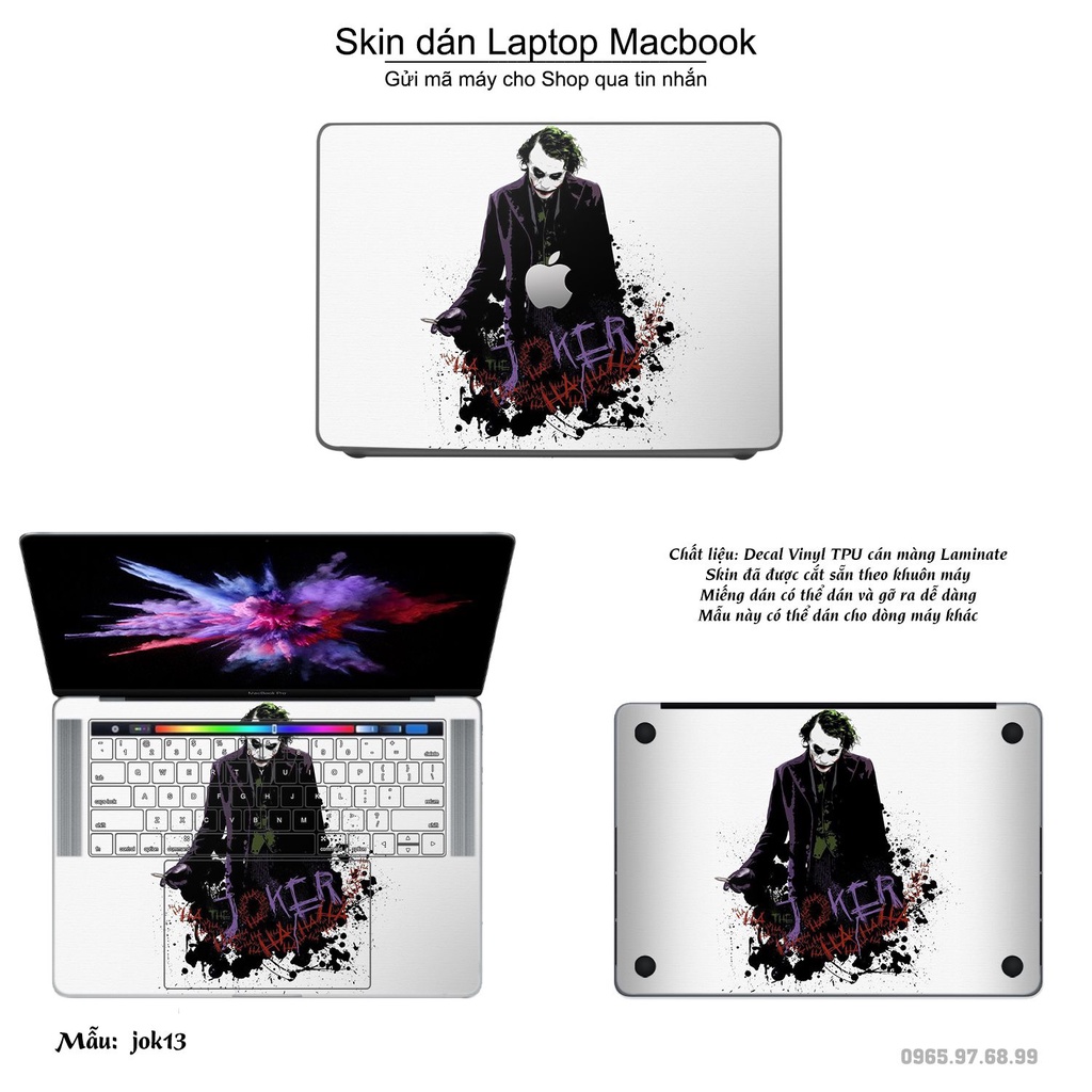 Skin dán Macbook mẫu Joker (đã cắt sẵn, inbox mã máy cho shop)