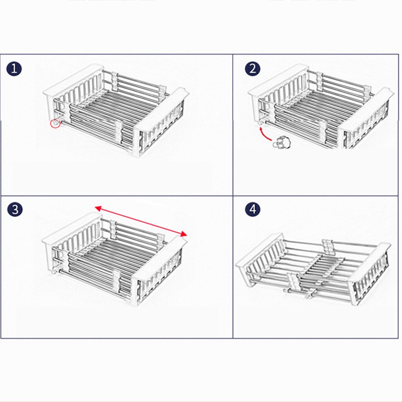 Kệ đựng chén bát hoa quả thoát nước đặt ngang bồn rửa bát🔥 Giá đỡ bồn rửa chén inox GD220