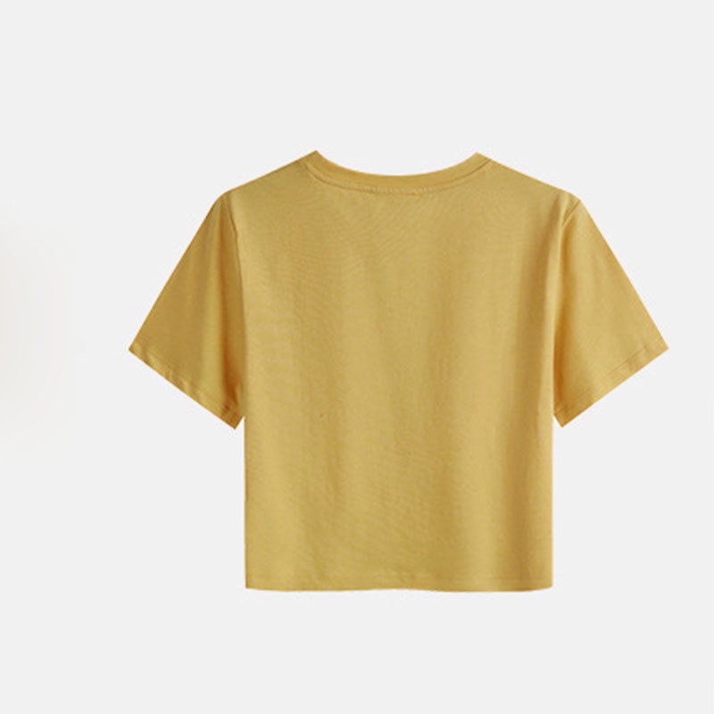 IELGY Áo Thun Ngắn Tay Cổ Tròn Dáng Rộng Màu Sắc Đơn Giản Cho Nữ