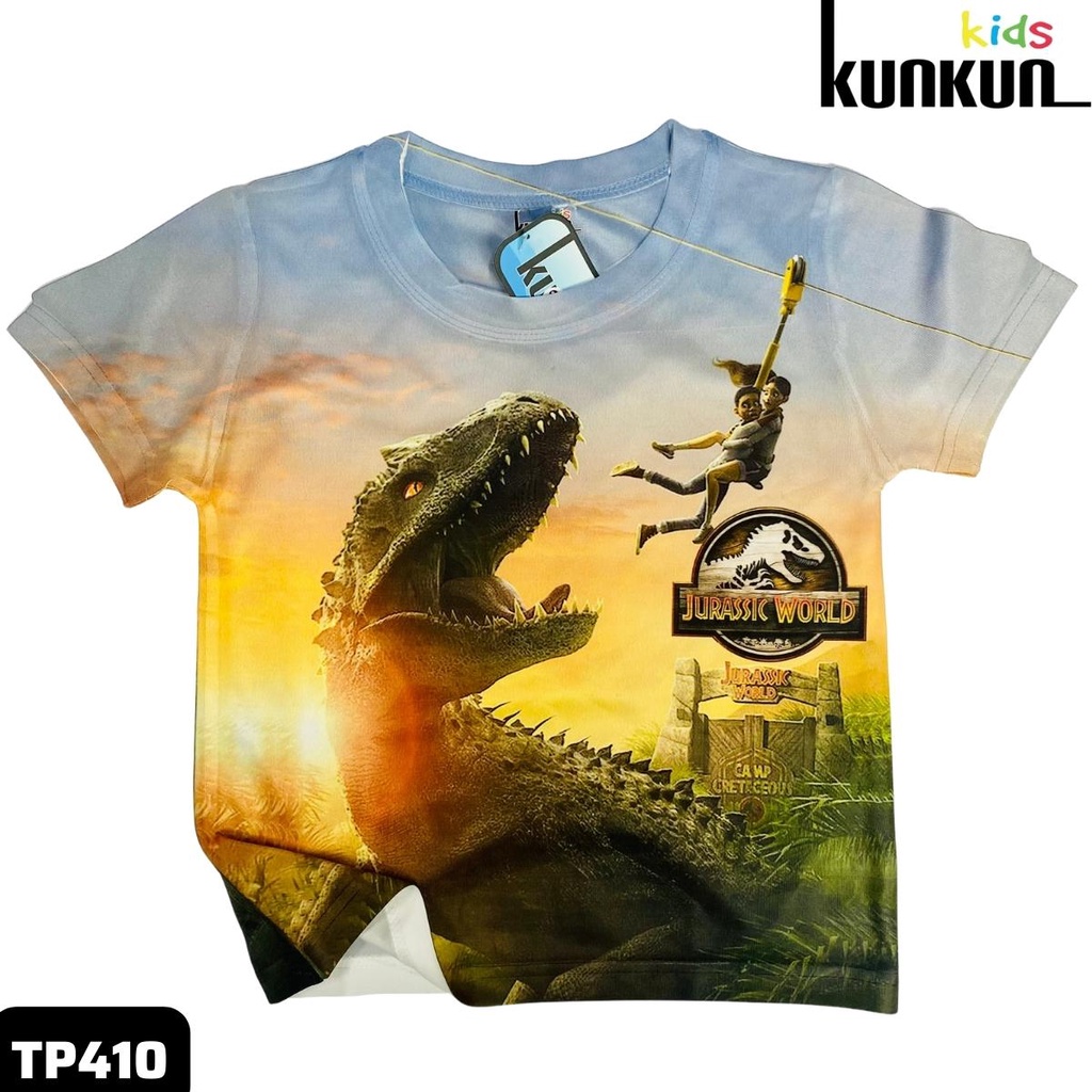Quần áo bé trai chất thun lạnh Kunkun Kid TP410 in hình khủng long jurassic world size đại từ 10-60kg
