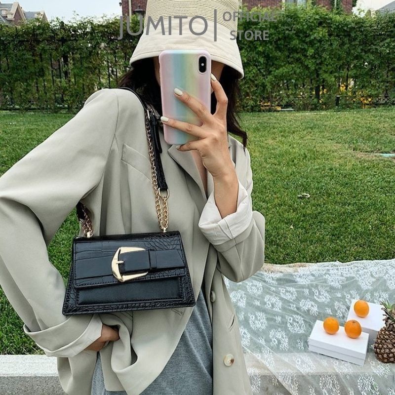 Túi xách nữ ped.ro đeo chéo đeo vai khuy lệch vân sấu đẹp hàng xuất xịn JUMITO SA1244