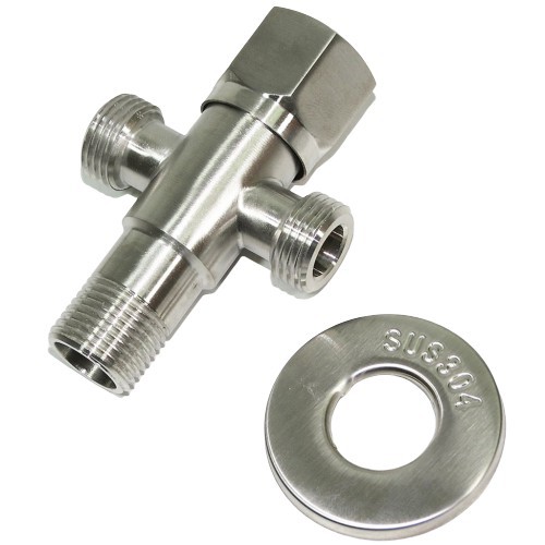 Van chia nước cho vòi xịt vệ sinh và bồn cầu, Van tê khóa 3 ngả INOX 304