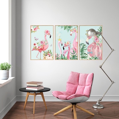 Decan dán tường, decan trang trí phòng hình hồng hạc sang trọng SK9315