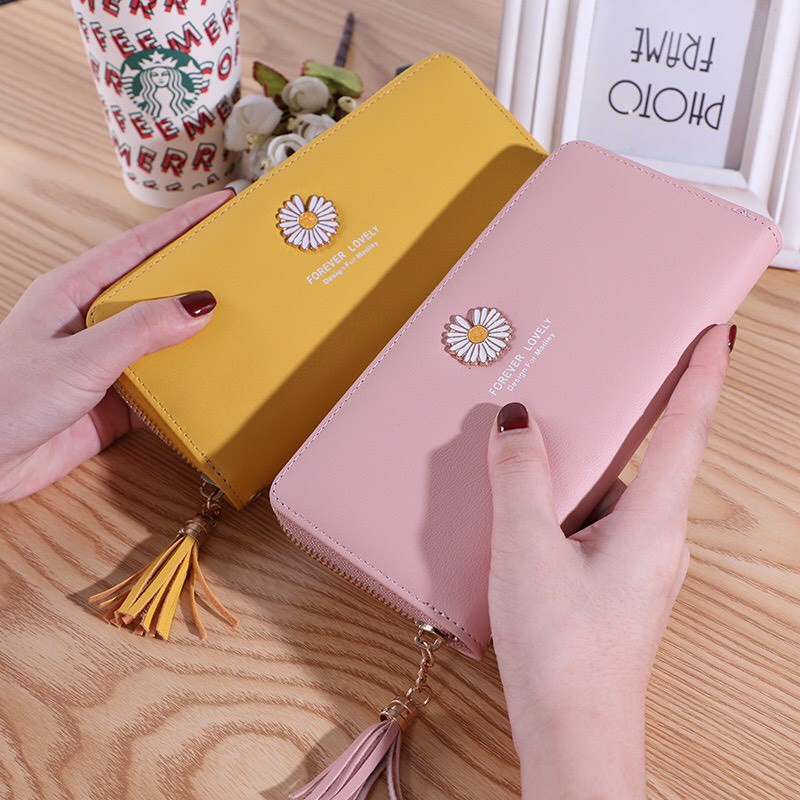 Ví Dài Nữ Cầm Tay Hot Trend Hoa Cúc - Phong Cách Hàn Quốc