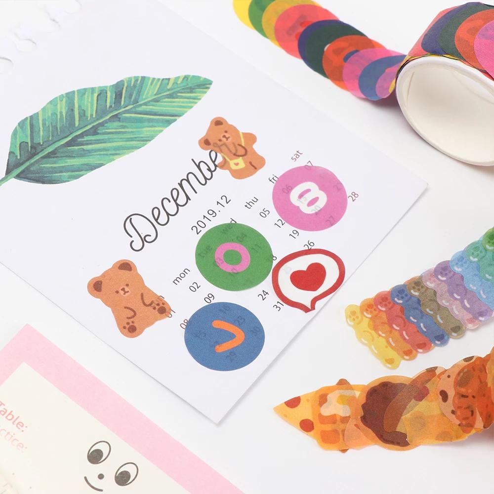 Băng Keo Dán Trang Trí Nhật Ký Hình Gấu Và Hoa Dễ Thương