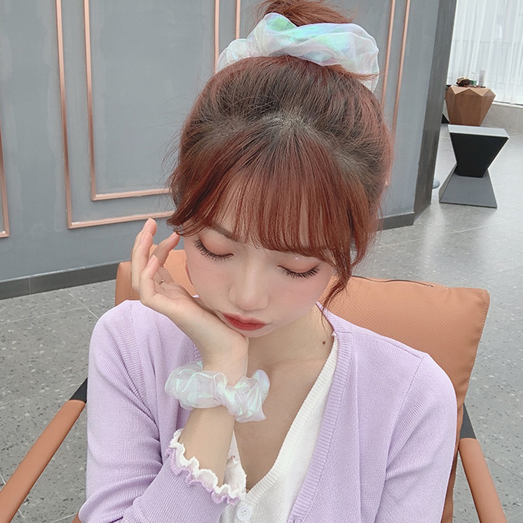 Buộc tóc vải Scrunchies Hologram Ánh kim CT37