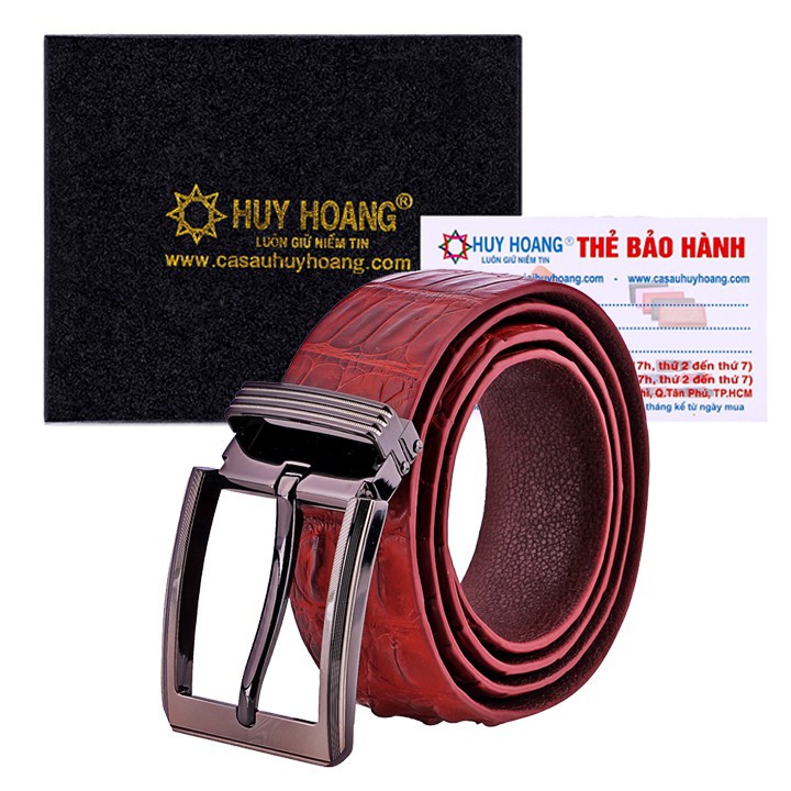 Thắt lưng nam da cá sấu gai đuôi đầu kim bản lớn màu nâu đất XH4716