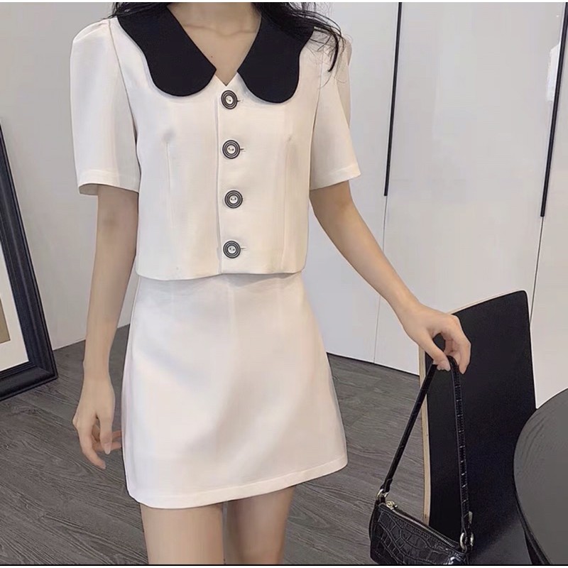 Set áo váy trắng công sở bigsize XL