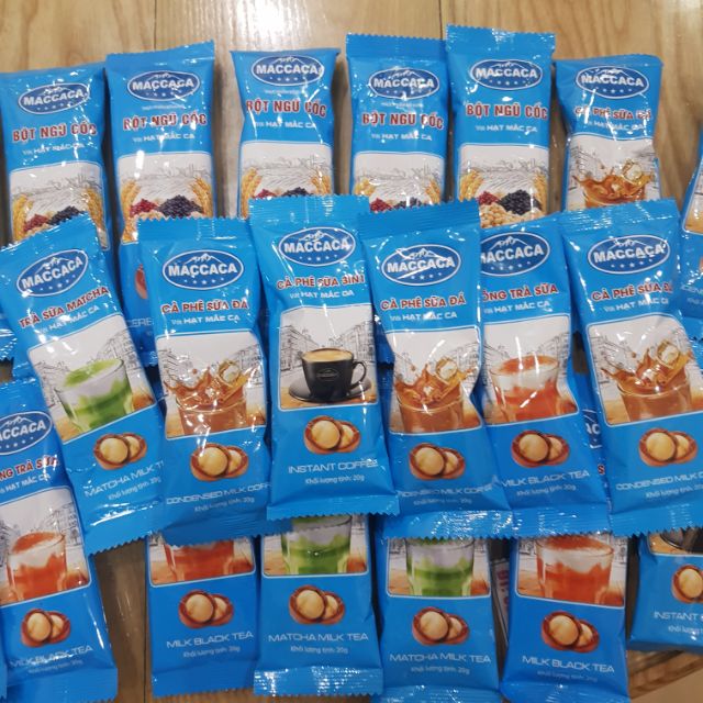 Gói lẻ cà phê, trà sữa, ngũ cốc macca