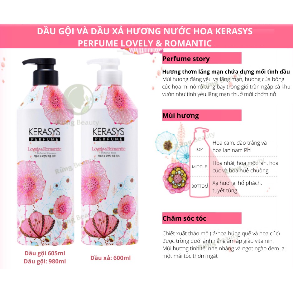 Dầu gội/Dầu xả hương nước hoa Kerasys Perfume Lovely & Romantic 980ml