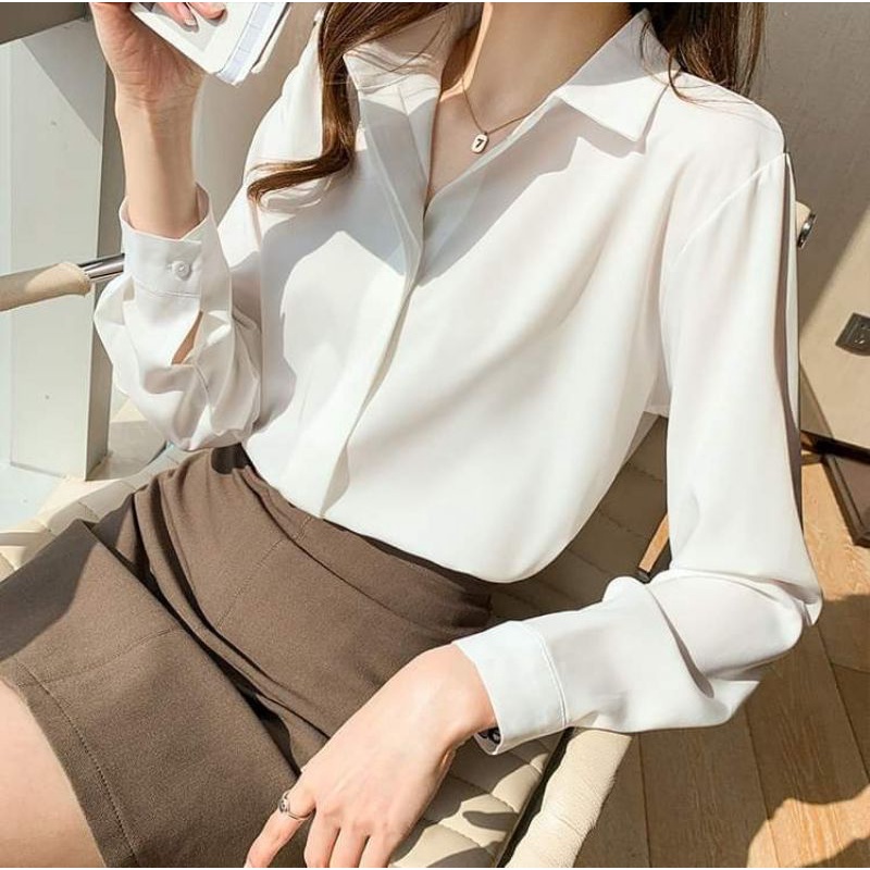 Áo Sơ Mi Nữ Lụa Dài Tay thời trang unisex ullzzang trẻ trung