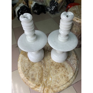 Cặp Chân Đèn Đá Cẩm Thạch Trắng