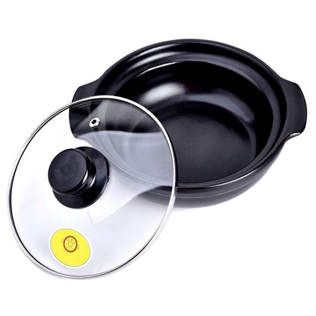 NỒI ĐẤT TRÁNG MEN -NẮP THUỶ TINH CAO CẤP 500ml