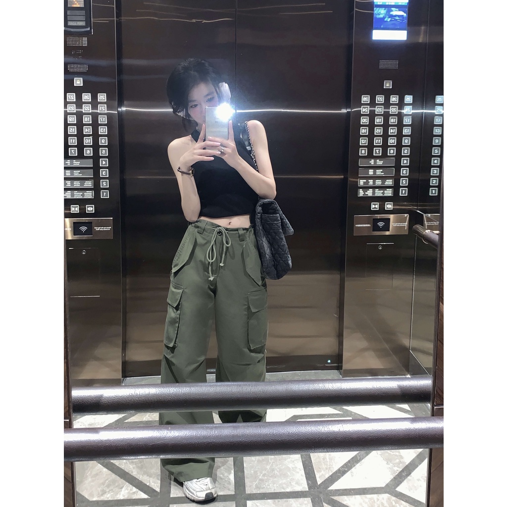 QADCOL Set Đồ Thể Thao Hai Mảnh Mùa Hè Gồm Áo Ba Lỗ Dáng Ngắn Màu Đen Ngọt Ngào Và Mát Mẻ Cho Nữ