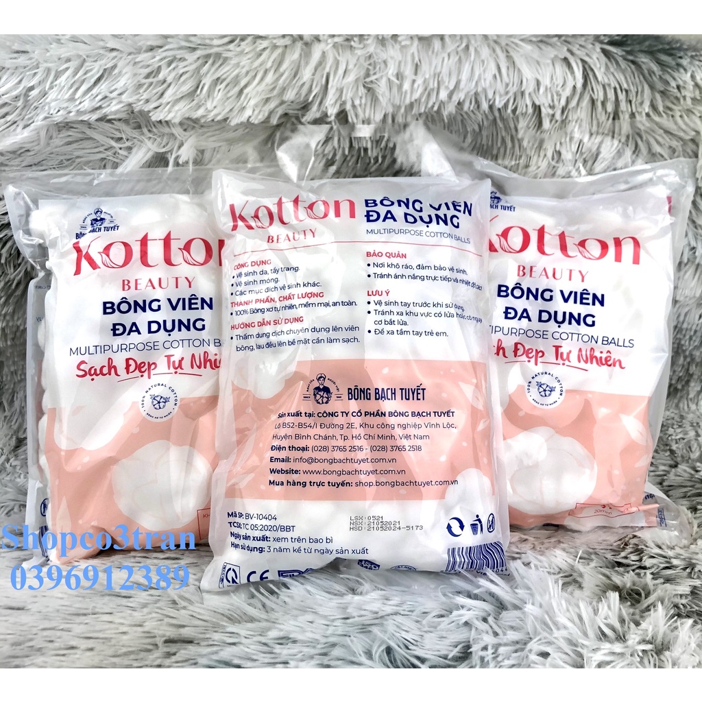 BÔNG VIÊN TIỆN DỤNG COTTON 80G/ GÓI KOTTON BEAUTY - BÔNG GÒN DẠNG VIÊN TIỆN DỤNG GÓI 80g CHÍNH HÃNG BÔNG BẠCH TUYẾT