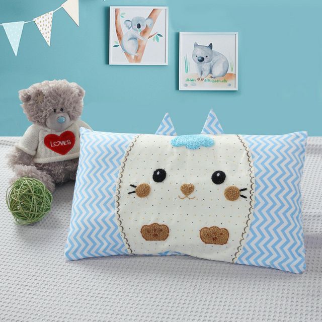 Gối trẻ em cotton 100% họa tiết mèo thêu - size 30×50 cm