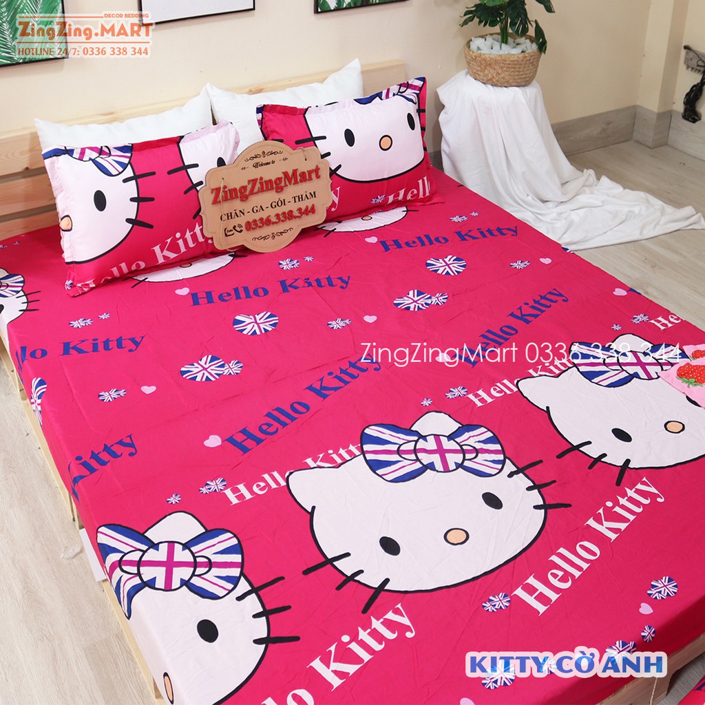 (Siêu rẻ) Bộ ga gối Poly cotton HELLO KITTY hồng M6/M8 hàng đẹp