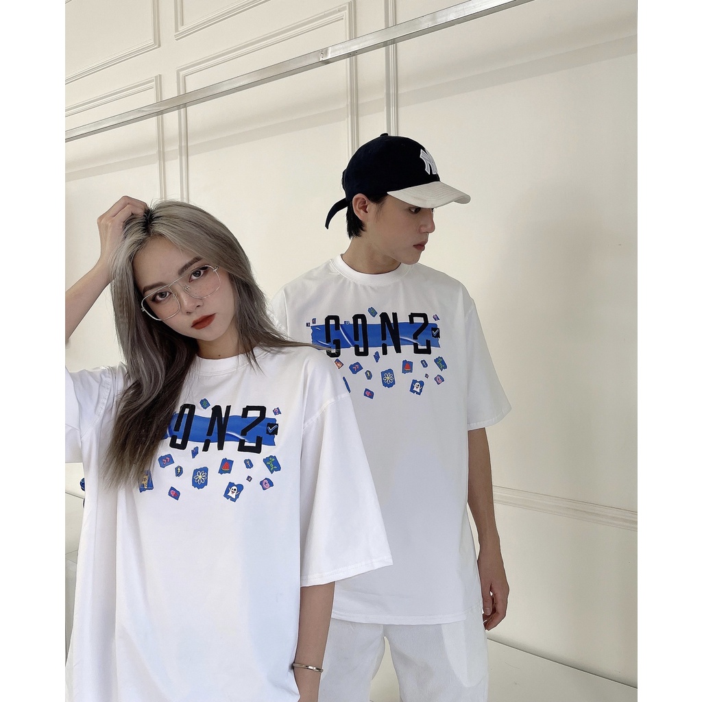Áo Thun Form Rộng Trắng Tee Gonz Sticker | BigBuy360 - bigbuy360.vn