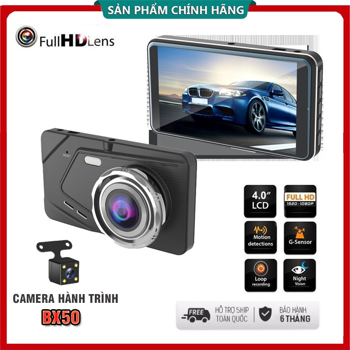 Camera Hành Trình ONTEK S18 Ô tô trước sau full HD tích hợp 8 Đèn LED - 1080P, màn hình kính IPS siêu nét, ống kính kép