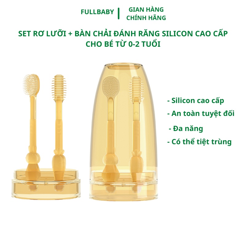 Bộ Rơ Lưỡi + Bàn Chải Silicon Cao Cấp Cho Bé 0-2 tuổi