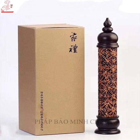 LƯ XÔNG GỖ TRỤ 33CM - NÂU