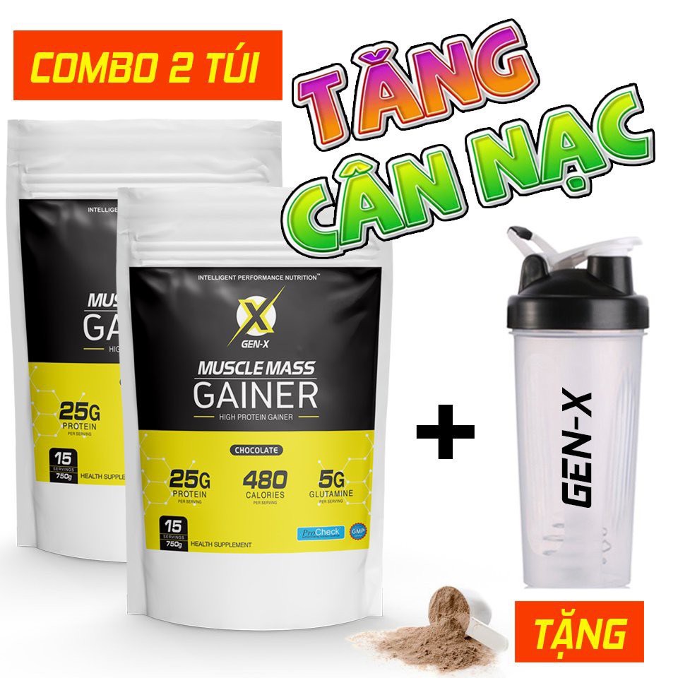Tặng Shaker - COMBO 2 túi Sữa Tăng Cân Tăng Cơ - Muscle Mass Gainer Gen-X