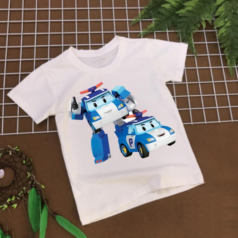 Áo Thun In Hình Robocar Poli Và Những Người Bạn Cứu Hỏa Cứu Thương Dành Cho Bé Trai Bé Gái