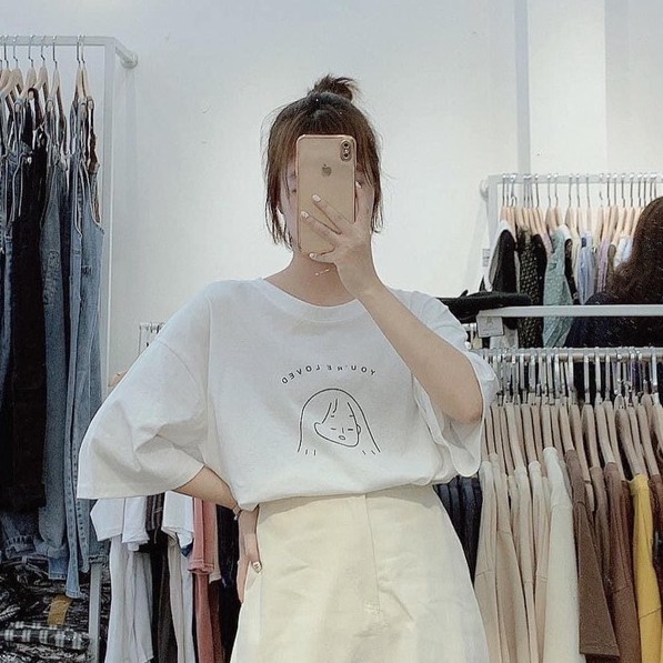 Áo Phông Nữ Cô Gái Love  Nana's House - FREESHIP  Áo thun nữ form rộng tay lỡ Ulzzang 4 màu Basic