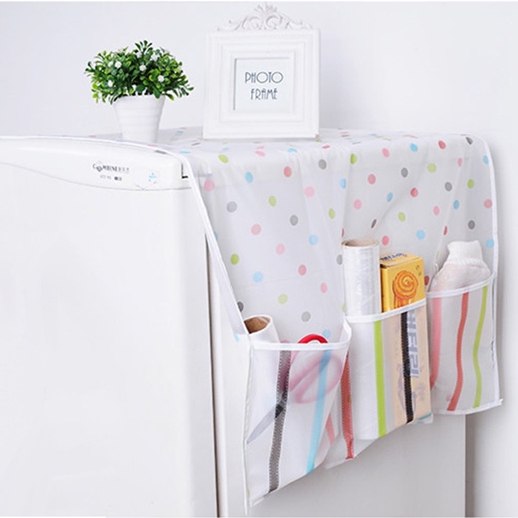 Tấm Phủ Tủ Lạnh Chống Bụi Chống Thấm Có Túi Đựng 2 Bên Để Đồ Hoa Văn Trang Nhã Phù Hợp Nhiều Kích Thước Tủ Lạnh